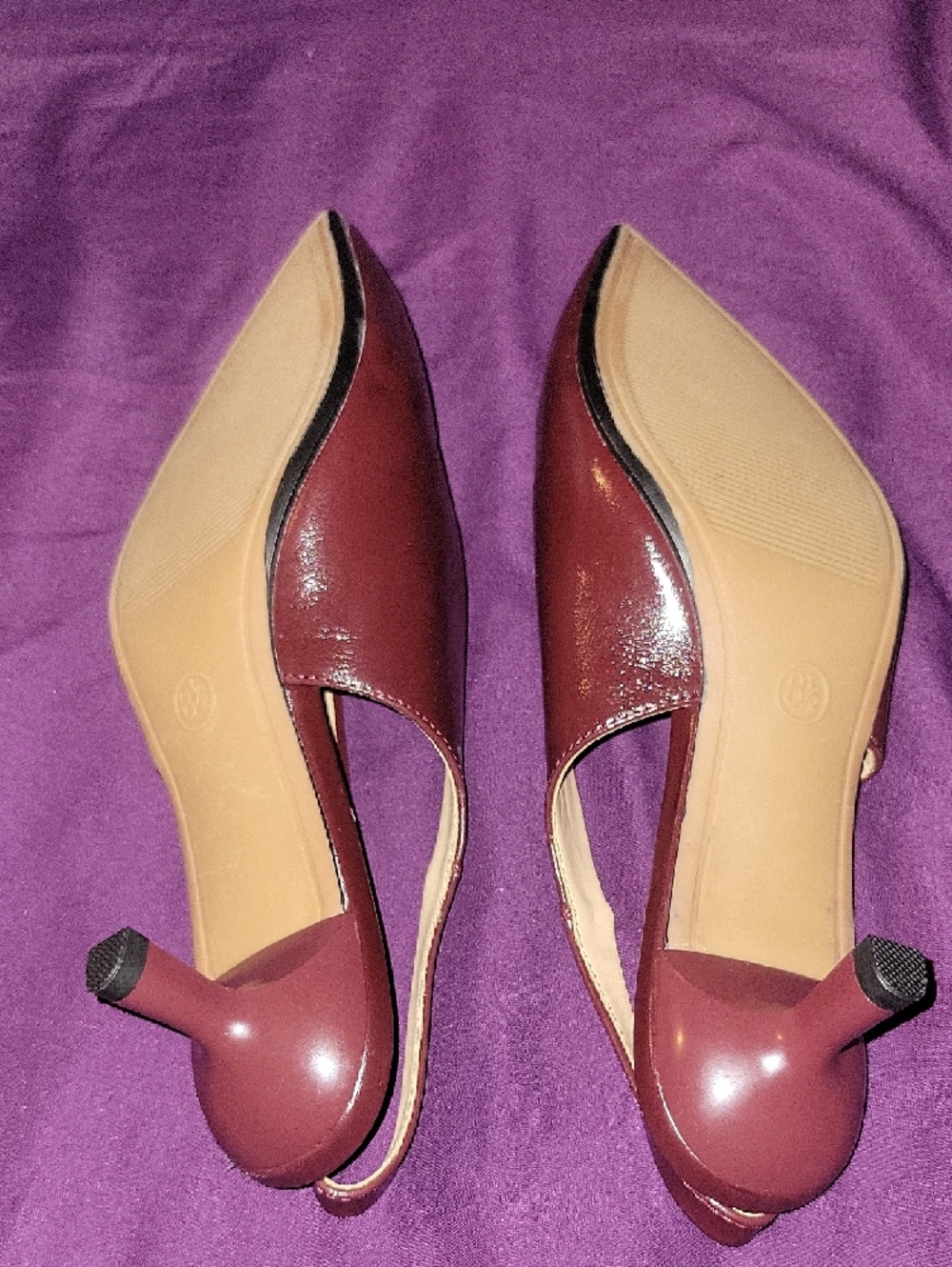 a new day Burgundy Pointed Slingback Heels (Wore Once!) - Picture 3 of 5